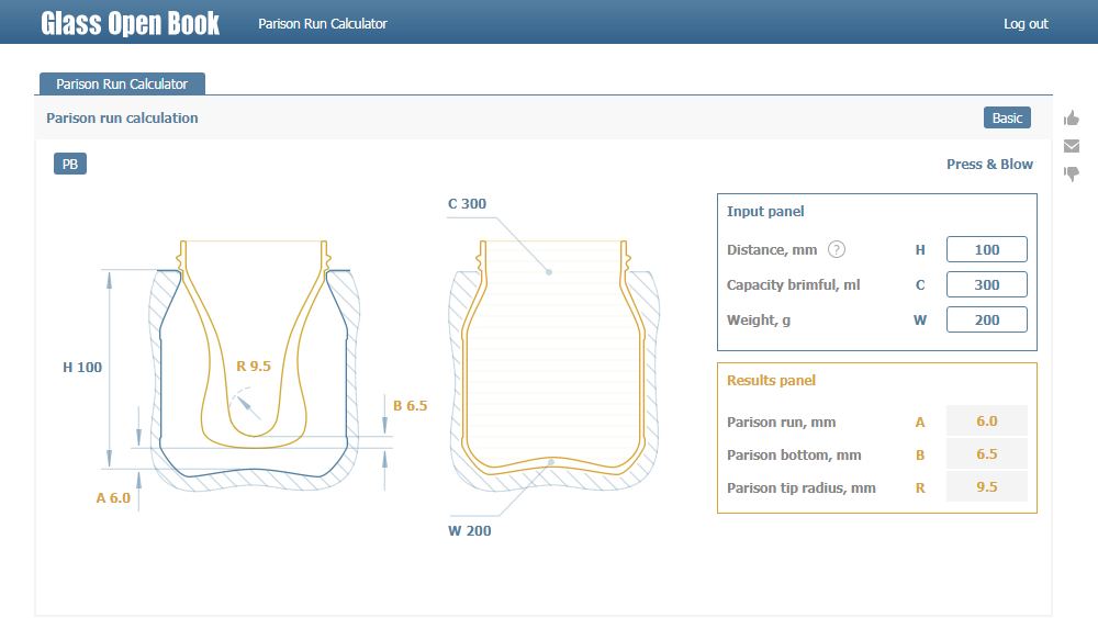Parison Run Calculator - APEGG - Glass Experts - 428