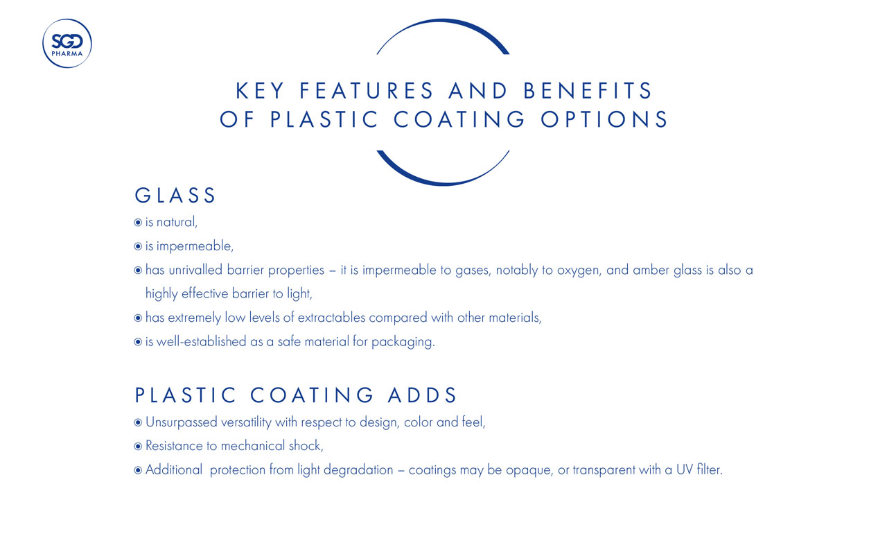 Plastic coating and printing options for glass packaging - SGD Pharma - 504243